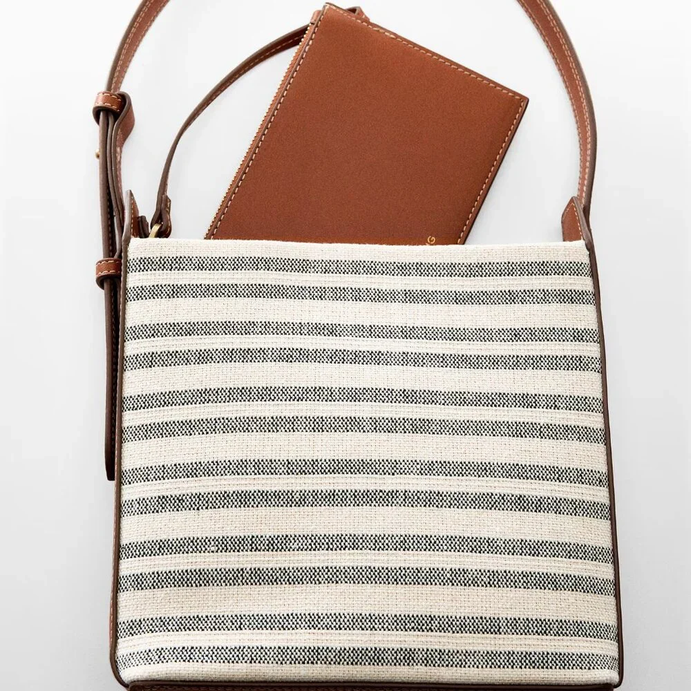 Mango Stripe Printed Shopper Bag/NWT - Picture 5 of 14
